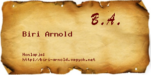 Biri Arnold névjegykártya